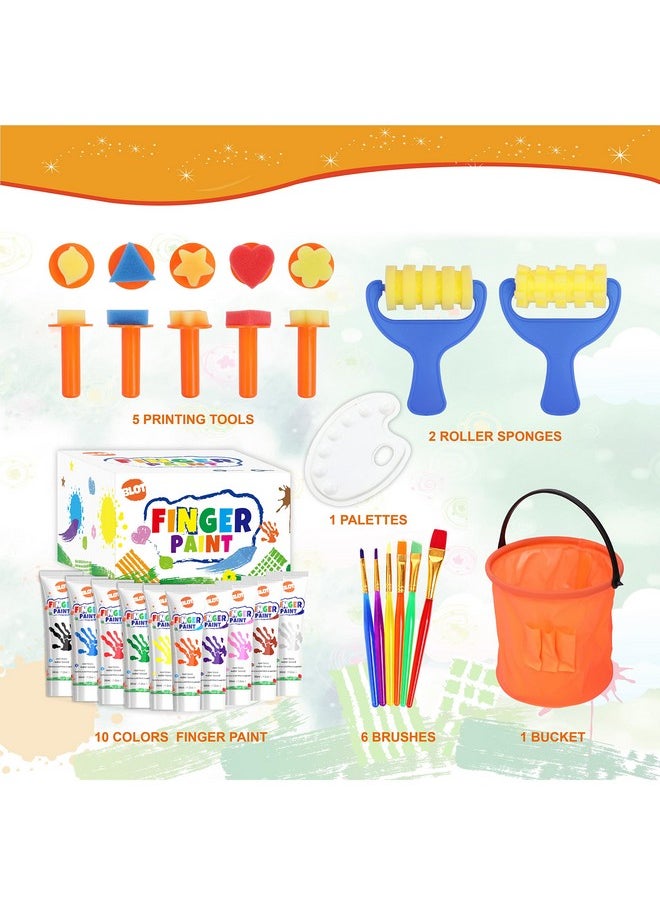 BLOT Early Learning Kids Paint Kit Washable Finger Paints with Assorted Painting Brushes Stamps Sponges Palette for Toddlers Children Crafts Drawing Gift Age 3+  - Image 2