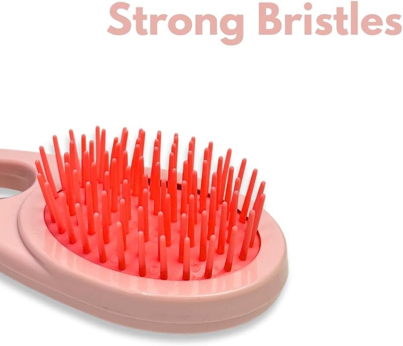 Glitters Mini Hairbrush with Hanging Hook, Strong Bristles, Compact Size, Travel Hairbrush (Pink) - Image 3
