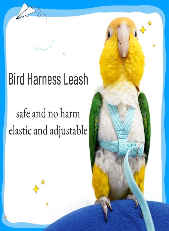 Barn Eleven Pet Parrot Bird Harness Leash Adjustable Bird Flying Harness Traction Rope with Cute Wing for Parrots Pigeons Budgerigar Lovebird Cockatiel Mynah Outdoor Training Toy (M, Blue) - Image 4