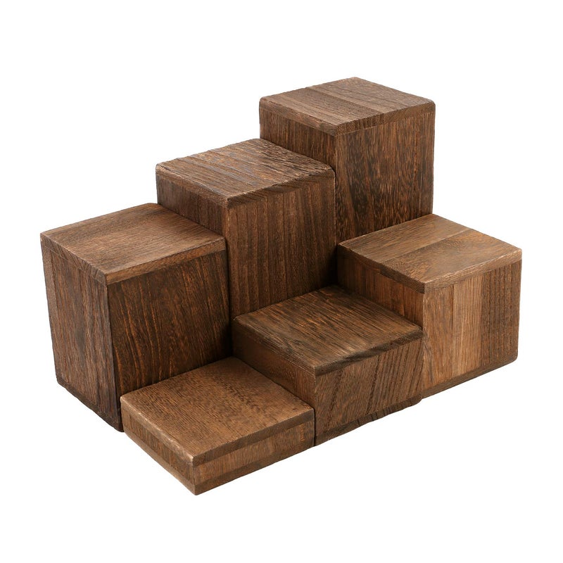 MOOCA Wooden 6 Pcs Square Risers for Display Jewelry and Accessories Display Stand Wooden Risers For Jewelry Figurine, Brown - Image 2