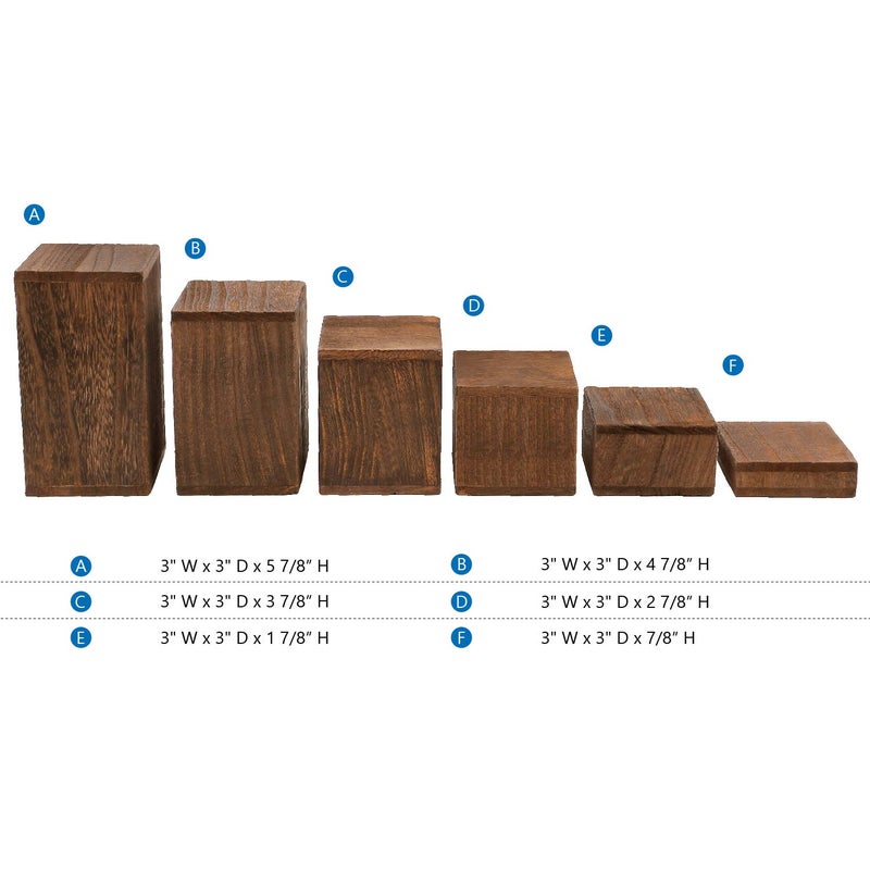 MOOCA Wooden 6 Pcs Square Risers for Display Jewelry and Accessories Display Stand Wooden Risers For Jewelry Figurine, Brown - Image 3
