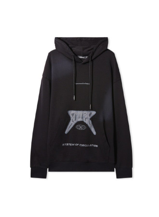 Cabbeen English Print Hooded Sweatshirt Men's Spring/autumn Loose Top Couple's Style Comfortable Casual - Image 1