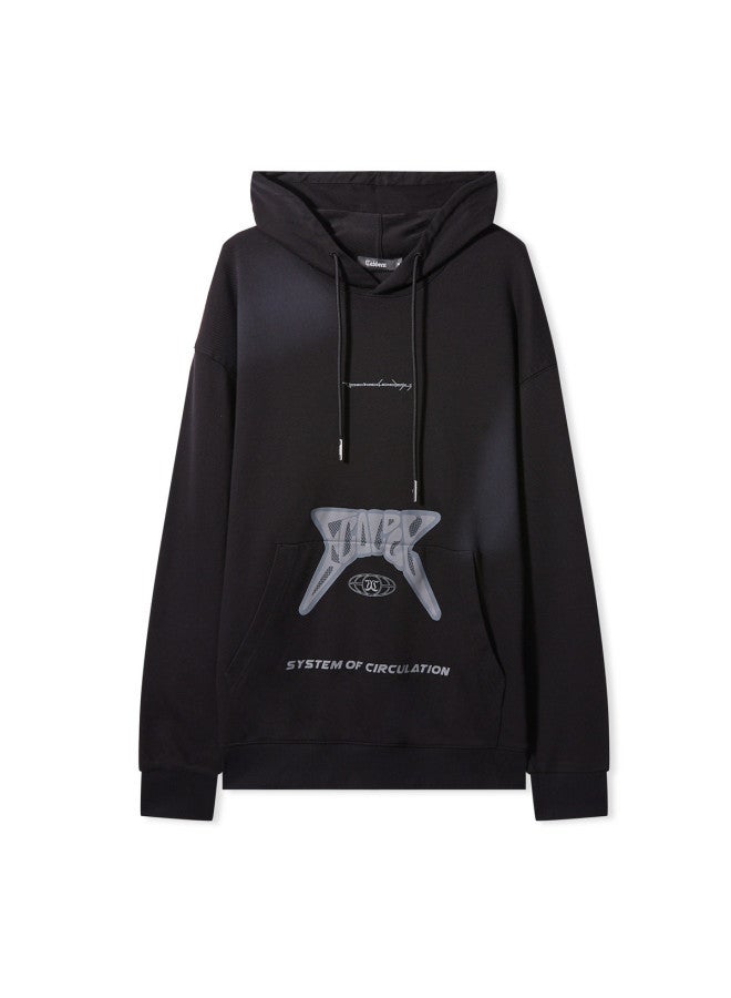 Cabbeen English Print Hooded Sweatshirt Men's Spring/autumn Loose Top Couple's Style Comfortable Casual - Image 2