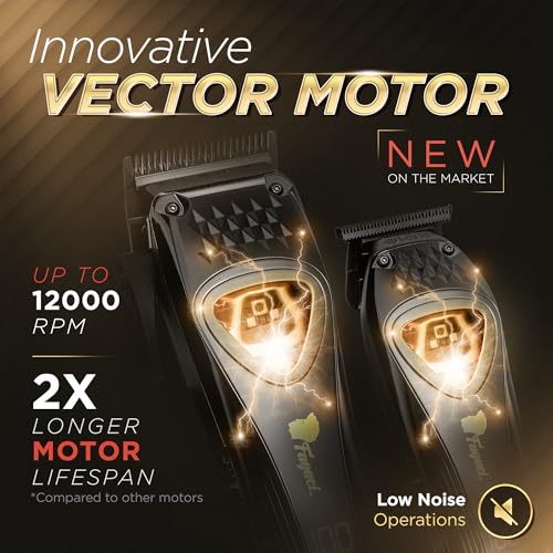 Fagaci Professional Hair Clippers for Men with DLC Blades and High Torque Vector Motor Barber Clippers and Trimmers Set Zero Gap 12000 RPM Hair Cutting Kit Mens Haircut Cordless Clipper for Barber - Image 3