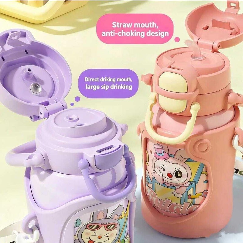 POPAXY Cartoon Kids Water Bottle,Stainless Steel Keeps Drinks Cool Or Hot for an Extra Long Time,Double Walled Vacuum Insulated,Water Bottle for Boys,Girls,Leak Proof Lid 500ml (Multicolor) - Image 2