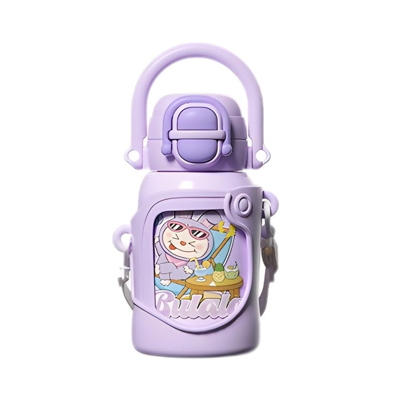 POPAXY Cartoon Kids Water Bottle,Stainless Steel Keeps Drinks Cool Or Hot for an Extra Long Time,Double Walled Vacuum Insulated,Water Bottle for Boys,Girls,Leak Proof Lid 500ml (Multicolor) - Image 1