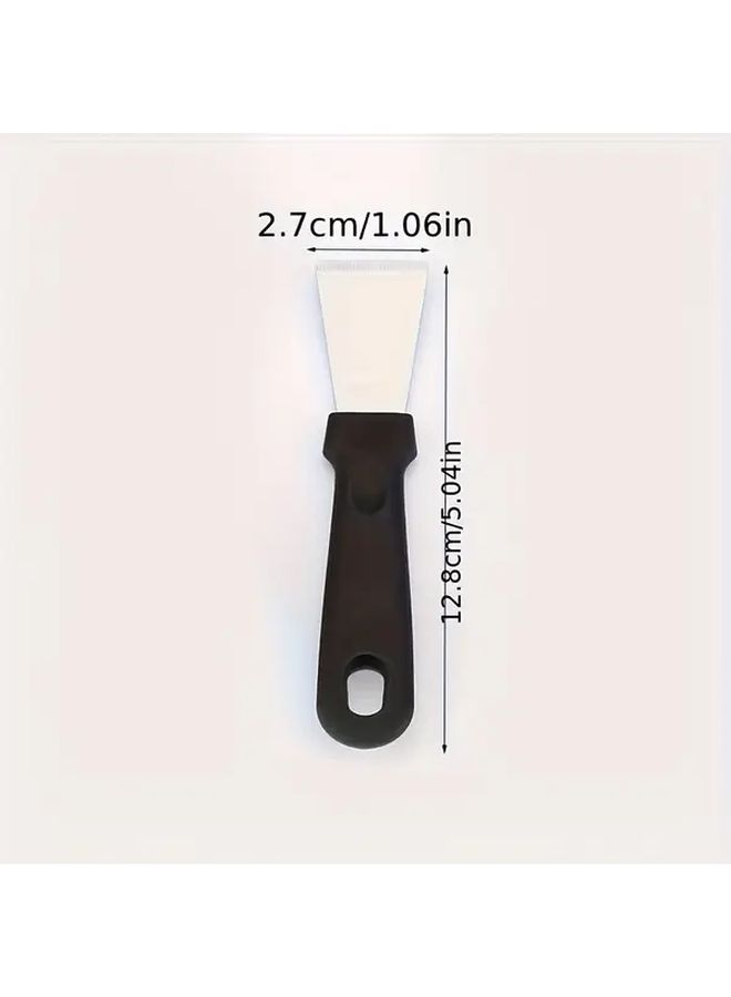 6 Pcs Black Kitchen Scraper Set Stainless Steel Grease Scraper Refrigerator Defrosting Multi Functional Ergonomic Handle Easy Clean - Image 2