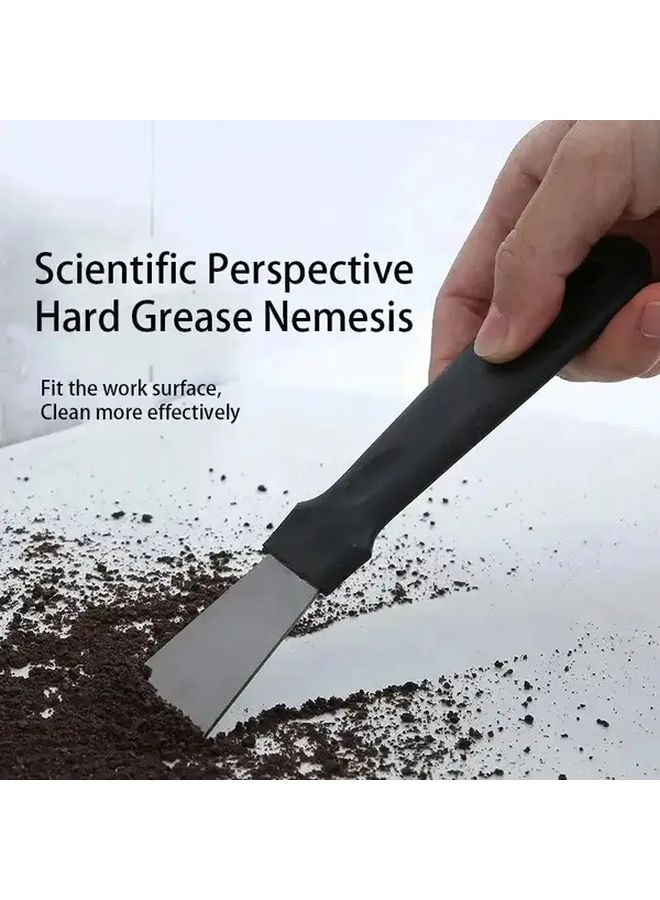 6 Pcs Black Kitchen Scraper Set Stainless Steel Grease Scraper Refrigerator Defrosting Multi Functional Ergonomic Handle Easy Clean - Image 5