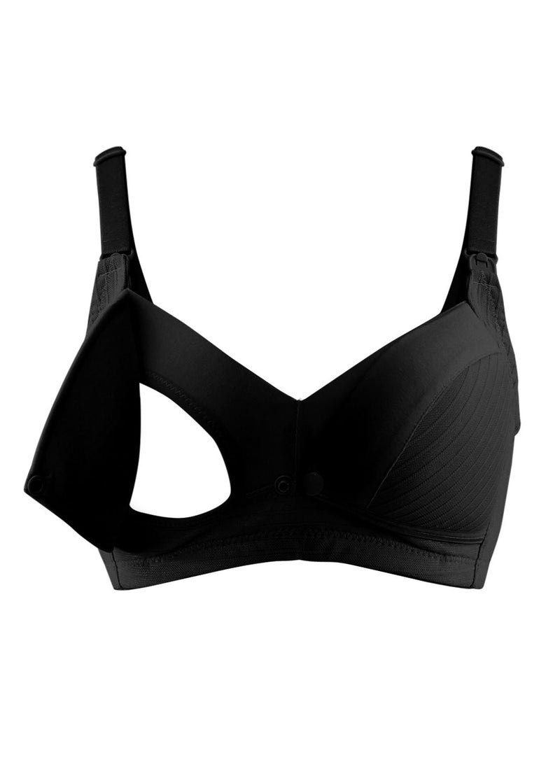 Okus - Comfy Cotton Maternity And Nursing Bra Black X Large - Image 1