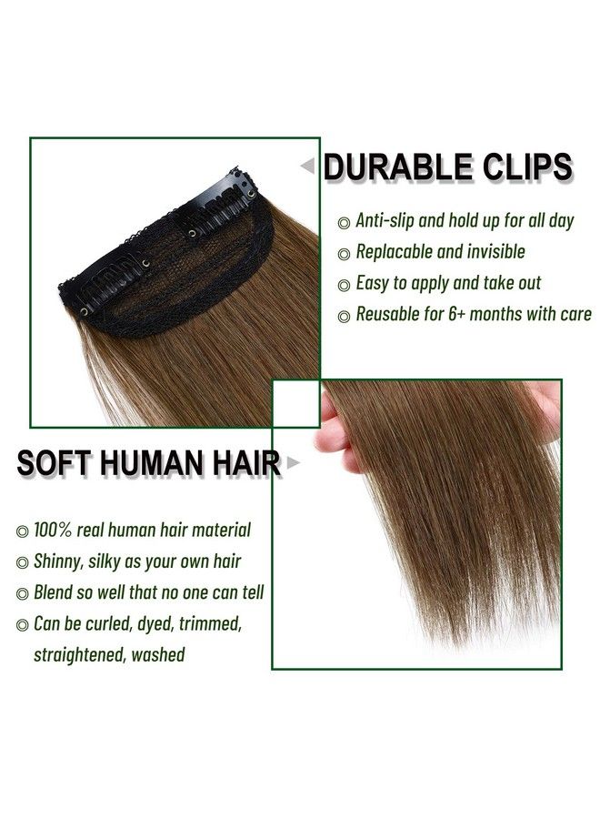 S-noilite Short Hair Extensions Clip In Human Hair 1Pcs 2 Clips Short Clip In Hairpieces Remy Hair For Women With Short Hair Adding Hair Volume 10G 6Inchlight Brown - Image 4