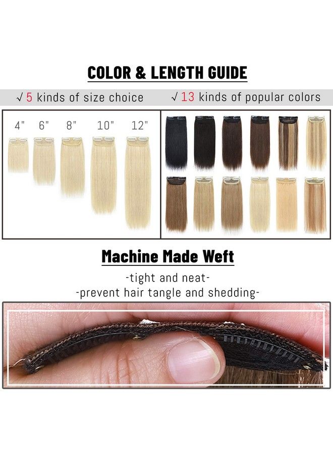 S-noilite Short Hair Extensions Clip In Human Hair 1Pcs 2 Clips Short Clip In Hairpieces Remy Hair For Women With Short Hair Adding Hair Volume 10G 6Inchlight Brown - Image 5