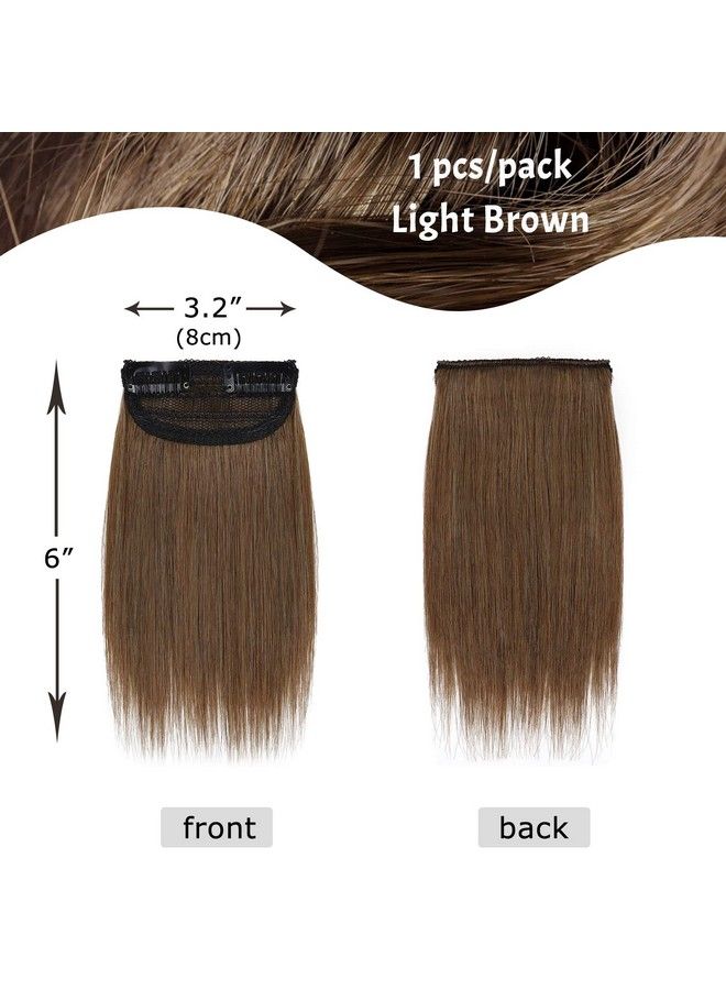 S-noilite Short Hair Extensions Clip In Human Hair 1Pcs 2 Clips Short Clip In Hairpieces Remy Hair For Women With Short Hair Adding Hair Volume 10G 6Inchlight Brown - Image 3