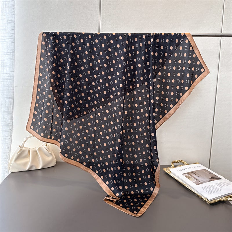 Geometric Polka Dot Imitation Silk High-End Printed Large Square Scarf Silk Scarf Shawl Headscarf Neck Protector Neck Scarf Decorative Women''s Scarf - Image 4