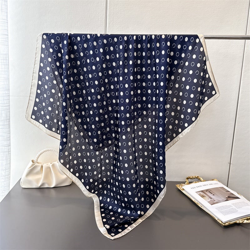 Geometric Polka Dot Imitation Silk High-End Printed Large Square Scarf Silk Scarf Shawl Headscarf Neck Protector Neck Scarf Decorative Women''s Scarf - Image 2