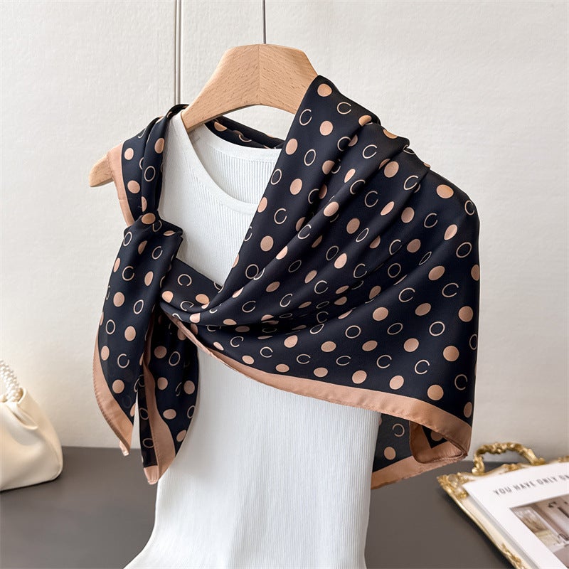 Geometric Polka Dot Imitation Silk High-End Printed Large Square Scarf Silk Scarf Shawl Headscarf Neck Protector Neck Scarf Decorative Women''s Scarf - Image 1