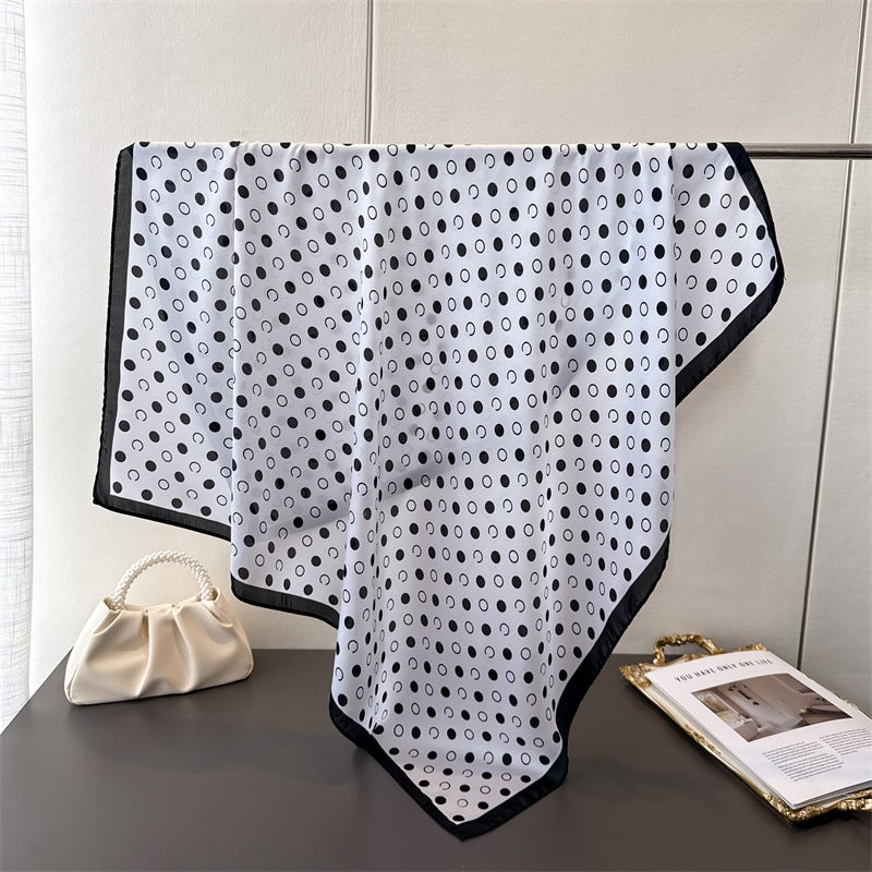 Geometric Polka Dot Imitation Silk High-End Printed Large Square Scarf Silk Scarf Shawl Headscarf Neck Protector Neck Scarf Decorative Women''s Scarf - Image 5