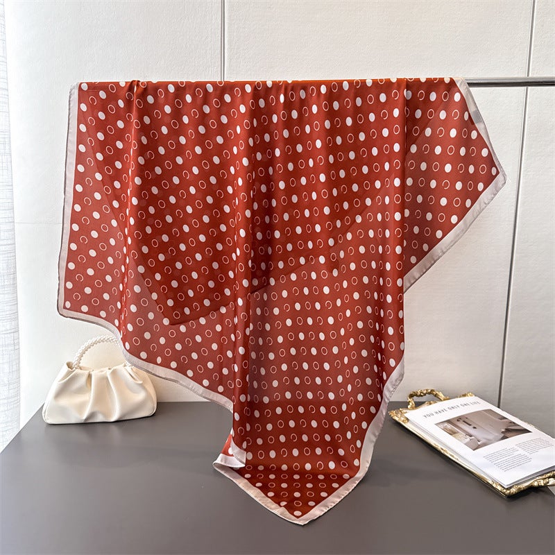 Geometric Polka Dot Imitation Silk High-End Printed Large Square Scarf Silk Scarf Shawl Headscarf Neck Protector Neck Scarf Decorative Women''s Scarf - Image 3
