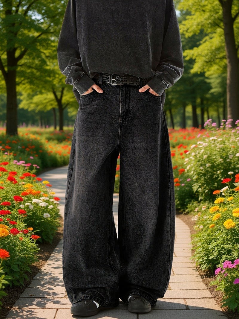 American Street Fashion Casual Loose Wide-Leg Jeans for Men () - Image 2