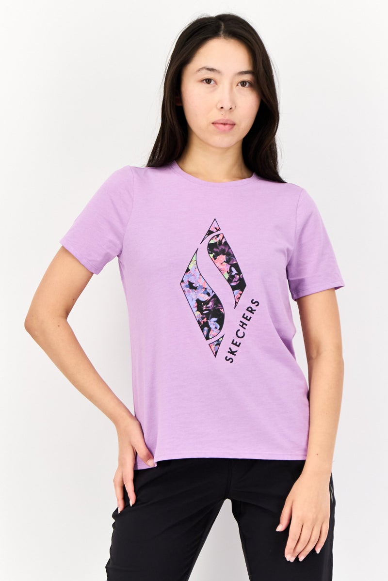 SKECHERS Women Sportswear Fit Short Sleeves Outdoor T-Shirt, Lilac - Image 1