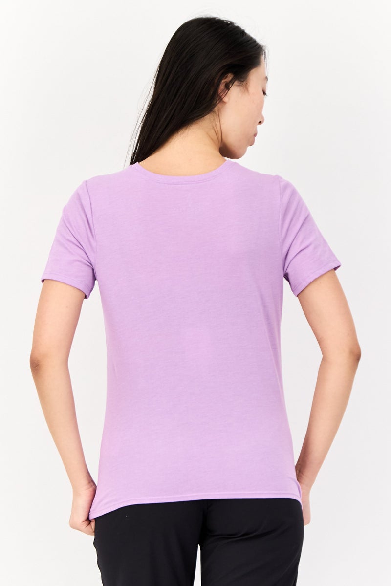 SKECHERS Women Sportswear Fit Short Sleeves Outdoor T-Shirt, Lilac - Image 3