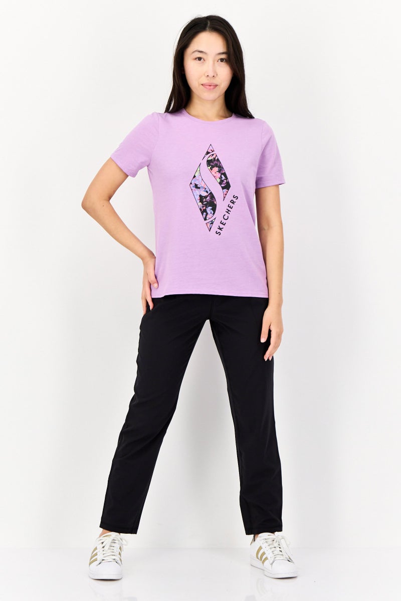 SKECHERS Women Sportswear Fit Short Sleeves Outdoor T-Shirt, Lilac - Image 4
