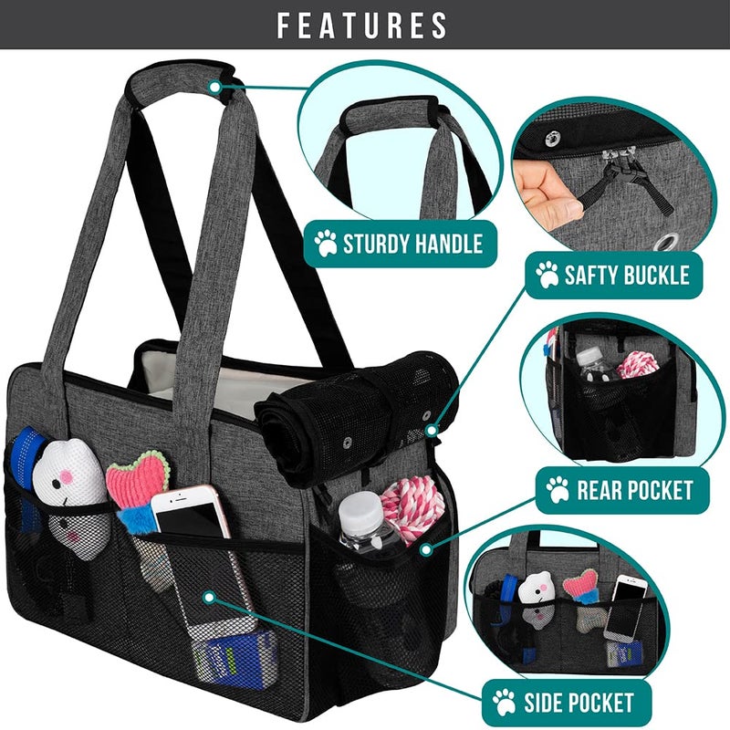 PetAmi Small Dog Purse Carrier, Soft-Sided Pet Carrier Bag with Pockets, Portable Puppy Cat Travel Handbag Tote, Airline Approved Breathable Mesh, Poop Bag Dispenser, Sherpa Bed, Max 18 lbs, Dark Gray - Image 4