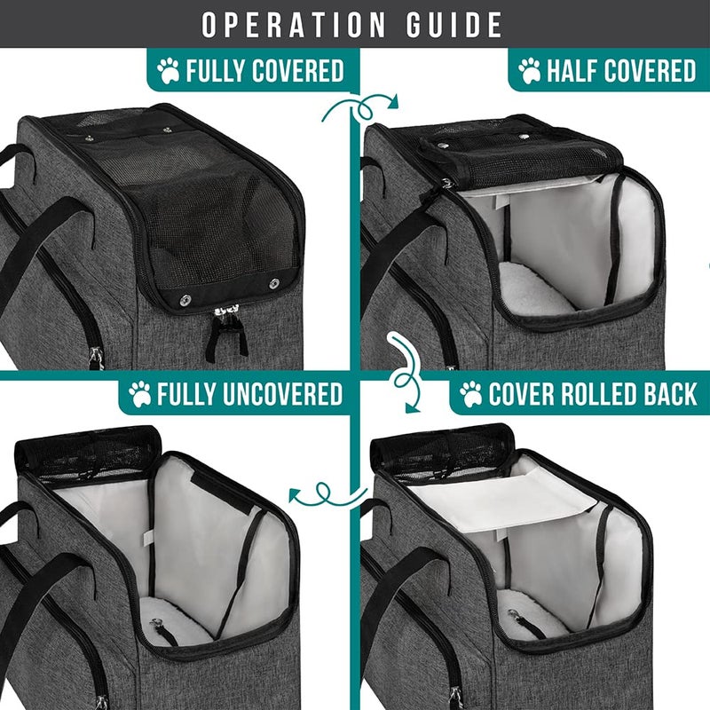PetAmi Small Dog Purse Carrier, Soft-Sided Pet Carrier Bag with Pockets, Portable Puppy Cat Travel Handbag Tote, Airline Approved Breathable Mesh, Poop Bag Dispenser, Sherpa Bed, Max 18 lbs, Dark Gray - Image 5