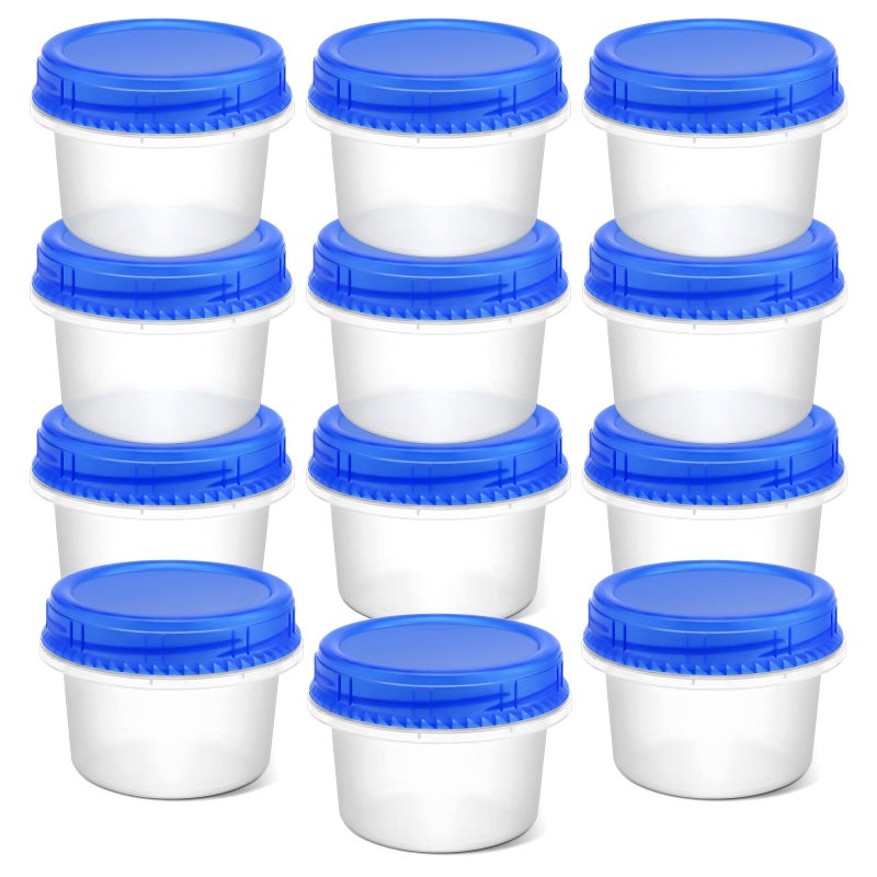 ISUSSER 12 Pack Freezer Containers with Screw On Lids, 6 Oz Stackable Reusable Plastic Storage Container, Airtight Plastic Food Storage Containers with Twist Top Lids for Food Soup Jello Sauce - Image 1
