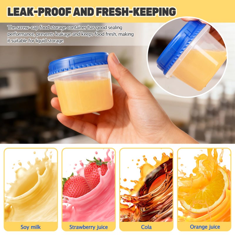 ISUSSER 12 Pack Freezer Containers with Screw On Lids, 6 Oz Stackable Reusable Plastic Storage Container, Airtight Plastic Food Storage Containers with Twist Top Lids for Food Soup Jello Sauce - Image 4