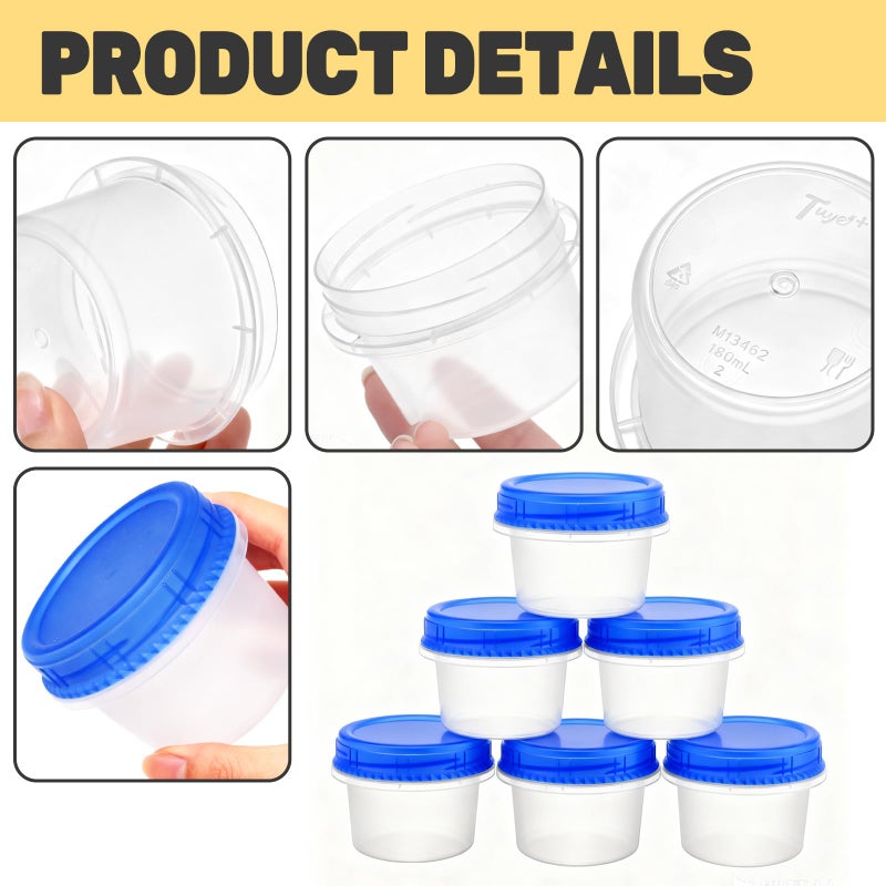 ISUSSER 12 Pack Freezer Containers with Screw On Lids, 6 Oz Stackable Reusable Plastic Storage Container, Airtight Plastic Food Storage Containers with Twist Top Lids for Food Soup Jello Sauce - Image 3
