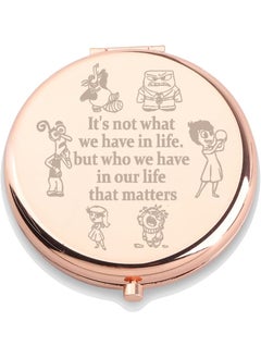 WUSUANED WUSUANED Funny Cartoon Emotion Makeup Mirror It Not What We Have in Life It Who We Have in Our Life Mirror Movie Inspired Gift Joy Sadness Gift (Cartoon Emotion Mirror Rose) 