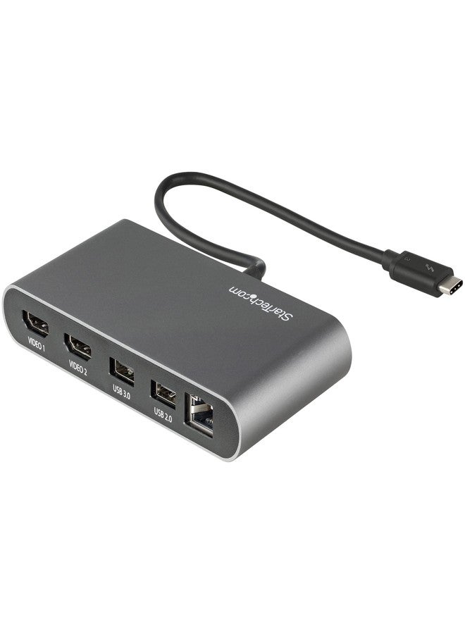 ستار تك محطة إرساء صغيرة Thunderbolt 3 من StarTech.com - محطة إرساء محمولة لشاشتين مع منفذ HDMI بدقة 4K 60Hz، وموزع USB-A مزدوج (3.0/2.0)، ومنفذ GbE - كابل بطول 28 سم - محول TB3 متعدد المنافذ - متوافق مع Mac/Windows (TB3DKMHDL) - Image 1