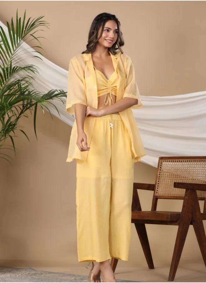#Be Trendy Yellow Three-Piece Co-Ord Set – Light & Breezy