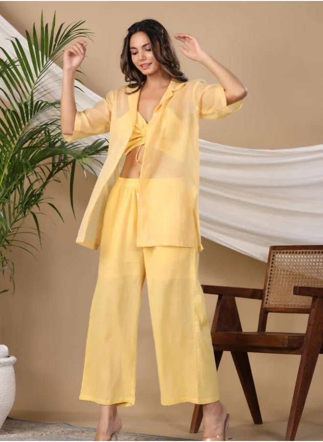 #Be Trendy Yellow Three-Piece Co-Ord Set – Light & Breezy