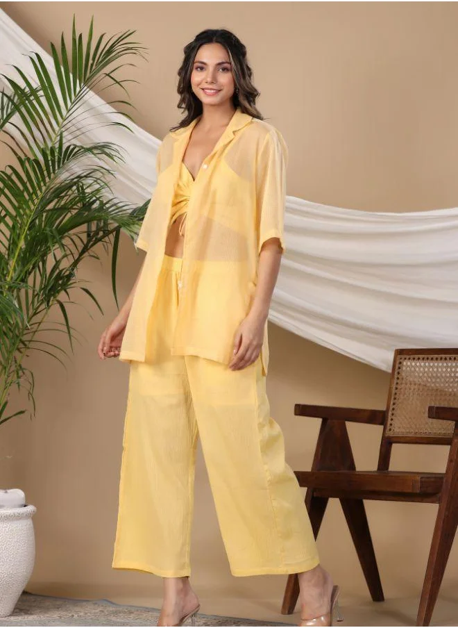#Be Trendy Yellow Three-Piece Co-Ord Set – Light & Breezy