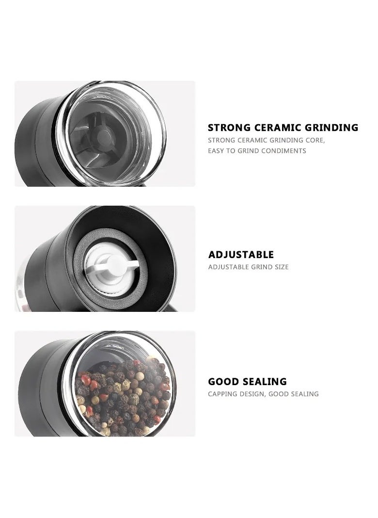 OQUERA - Salt and Pepper Ball Grinders Cute Shaped Salt and Pepper Grinder Set Black Premium - Image 1