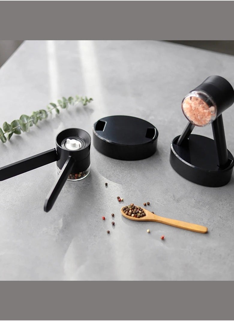 OQUERA - Salt and Pepper Ball Grinders Cute Shaped Salt and Pepper Grinder Set Black Premium - Image 1