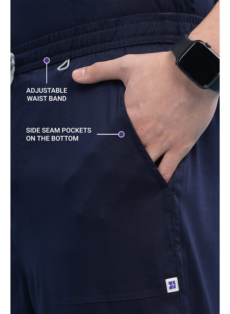 KNYA Ecoflex Lite Active Men's Srcubsuit | 5 Pocket | 2-way stretch | For Doctors (Navy Blue) - Image 4