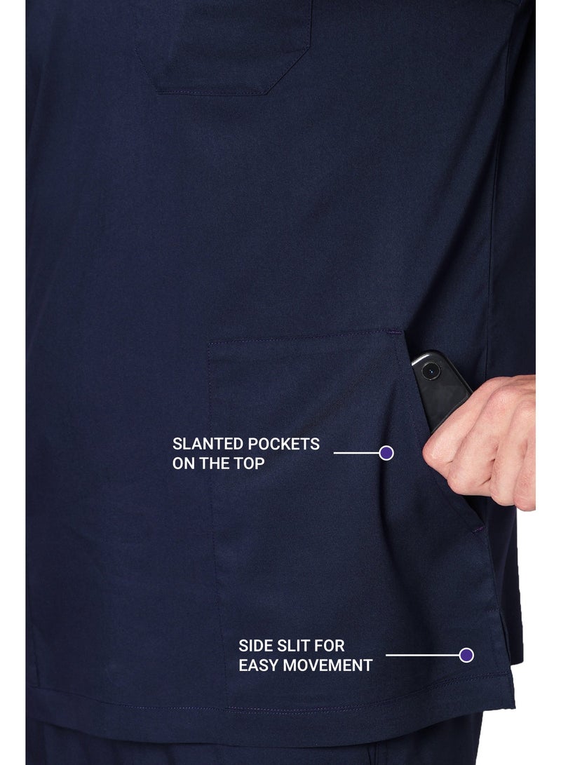 KNYA Ecoflex Lite Active Men's Srcubsuit | 5 Pocket | 2-way stretch | For Doctors (Navy Blue) - Image 3