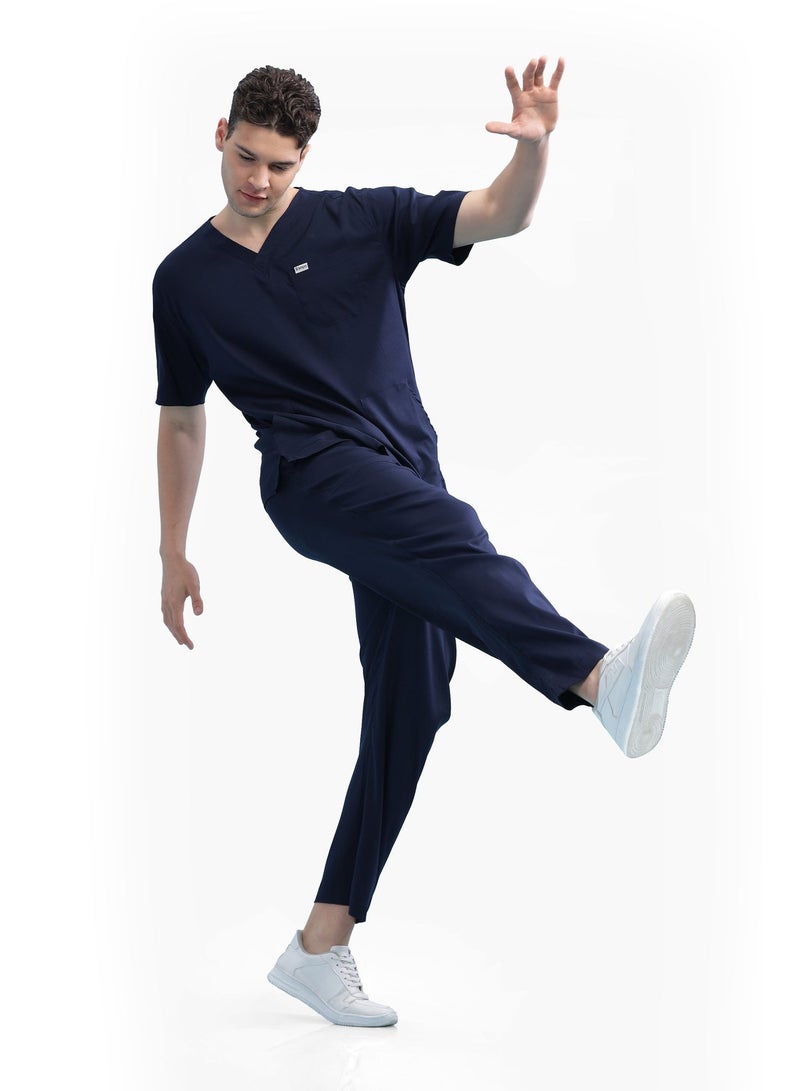 KNYA Ecoflex Lite Active Men's Srcubsuit | 5 Pocket | 2-way stretch | For Doctors (Navy Blue) - Image 1