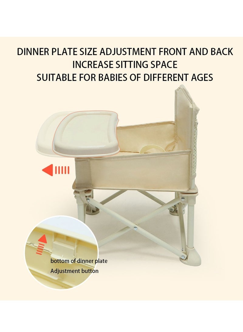 Gonice Infant Training Chair Safty Belt Picnic Chair Portable Fordable Training for Picnic(Standard Beige) - Image 3