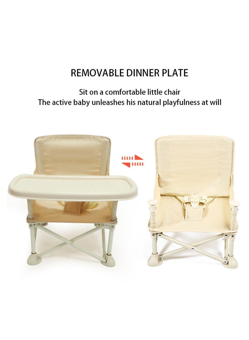 Gonice Infant Training Chair Safty Belt Picnic Chair Portable Fordable Training for Picnic(Standard Beige) - Image 2