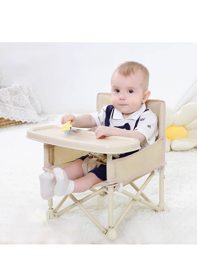 Gonice Infant Training Chair Safty Belt Picnic Chair Portable Fordable Training for Picnic(Standard Beige) - Image 1
