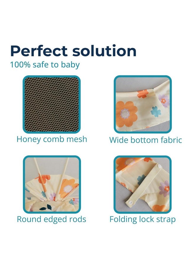 Lifekrafts Safemyles Foldable Baby Mosquito Net, Bottomless Net For Infants, For Safe & Easy Use Sleep 110 X 65 X 60Cms, For Babies & Toddlers (0 To 24 Months) - Color Pattern, Cream Floral  - Image 4