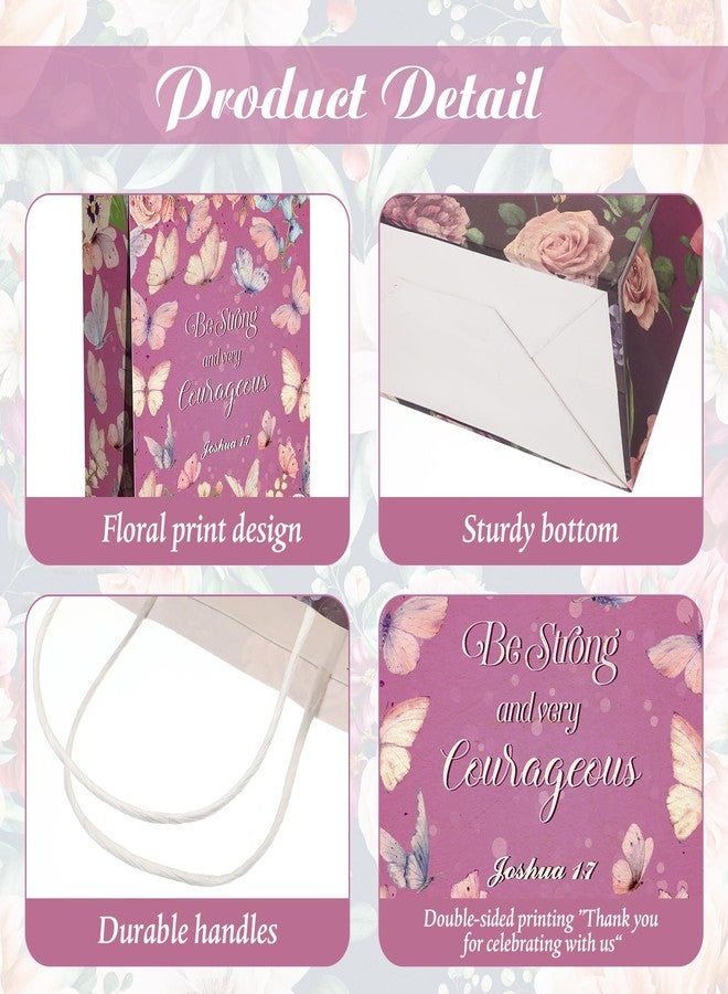 Tenceur 32 Pcs Religious Gift Bags Christian Gift Paper Bags with 32 Tissues Bible Verse Paper Bag with Handles Inspirational Flower Christian Present for Women Birthday Wedding Baptism Spring - Image 3