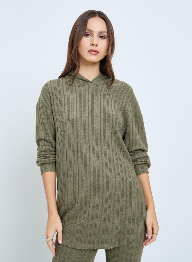 Take Two Olive Ribbed Hoodie and Leggings Co-ords - Image 2