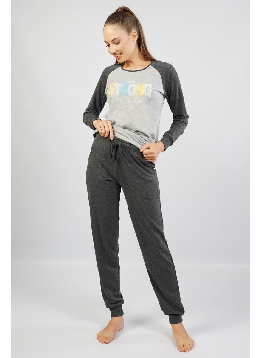 Espuar Women's 100% Cotton Pajama Set, Long Sleeve Skinny Leg  - Image 1