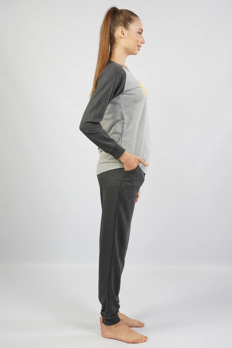 Espuar Women's 100% Cotton Pajama Set, Long Sleeve Skinny Leg