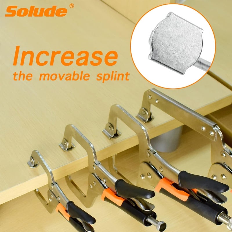 SOLUDE C-Clamp Locking Pliers Set,6-Inch,9-Inch,11-Inch,14-Inch,4 Piece Vise Grip Face Clamp for Woodworking,Welding and Pocket Hole Joinery with Plastic Storage Box - Image 3