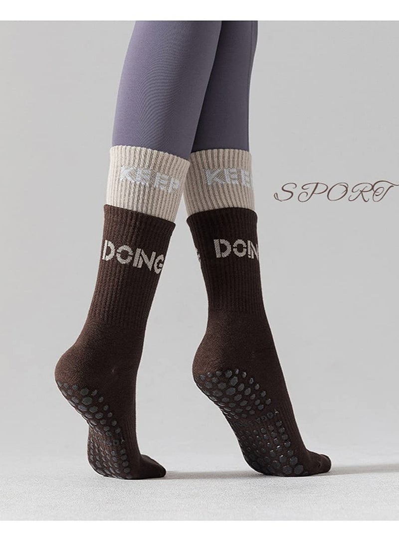 SOLARAE Yoga Socks, 6 Pairs Women's Medium Socks, Yoga Socks Athletic Cushioned Crew Sock, Non Slip Sock Women, Yoga Pilates Socks - Image 2